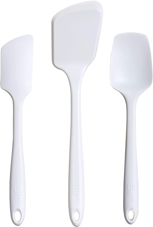 GIR: Get It Right 3-Piece Cooking Utensils & Spatula Set - Studio White, 11 In - Heat Resistant to 425°F - Nonstick-Friendly Tools - Dishwasher-Friendly - Food-Grade Silicone Spatulas