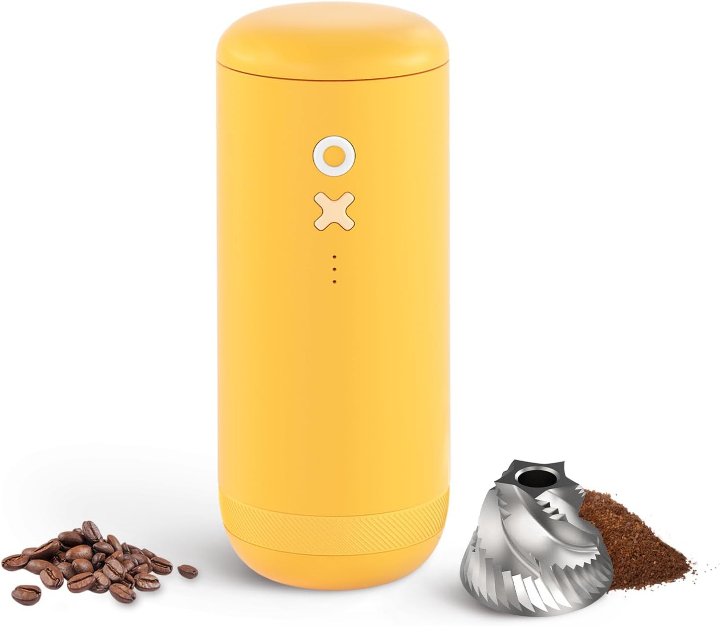 Nuttii Burr Coffee Grinder – Electric, Portable, Small, Quiet Conical Burr Coffee Bean Mill, 20 Adjustable Settings for Espresso, Pour-Over, French, Press Moka for Home Travel Use (Sunshine Yellow)
