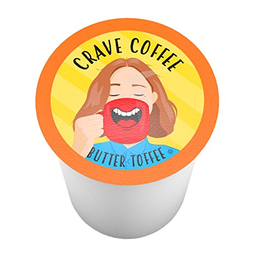 Crave Beverages Flavored Coffee Pods, Compatible with Keurig K-Cup Brewers, Butter Toffee, 100 Count