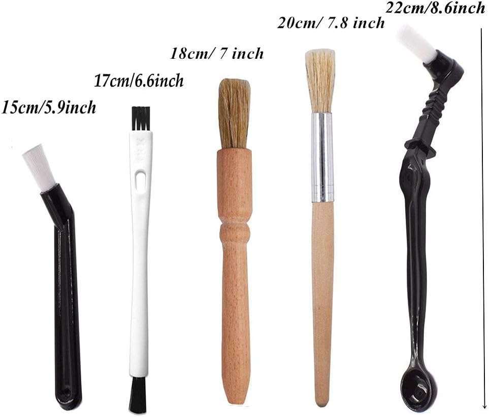 DXary 5 Pieces Coffee Brush Set Professional Espresso Brush Kit Include Wooden Coffee Grinder Machine Cleaning Brush and Nylon Espresso Brush for Coffee Machine Group Head (5)