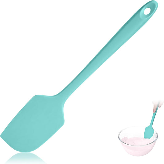 600ºF Heat Resistant Spatula, 11.34 inch High Heat Food Safe Semless Kitchen Silicone Scraper for Cooking Baking Mixing Scraping Stirring Nonstick Cookware Pan Bowl (Aqua Sky)