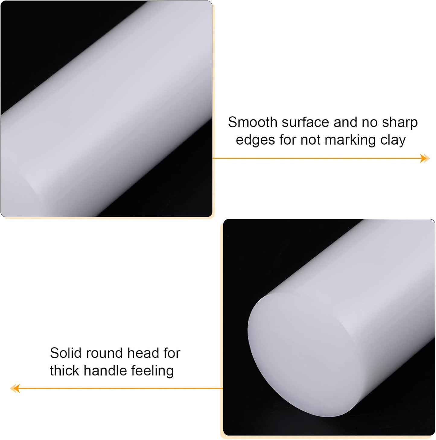 HARFINGTON Acrylic Clay Roller 6 Inch x 1 Inch Solid Non-Stick Plastic Round Tube Roller Polymer Clay Rod Fondant Rolling Pin for Shaping, Sculpting, Modeling DIY Crafts, White