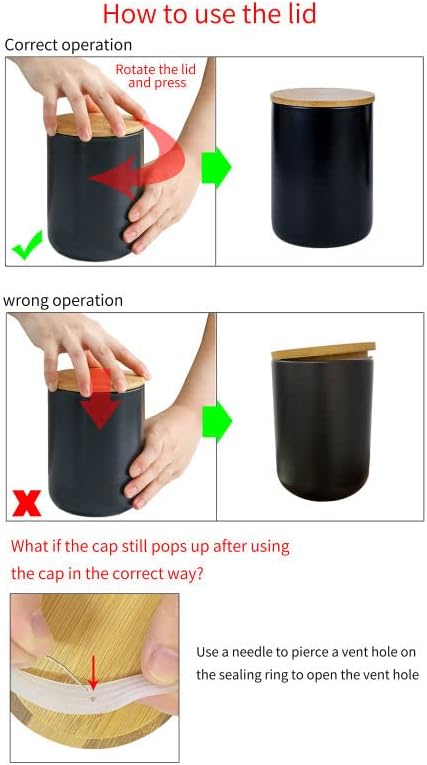 Ceramic Food Storage Jar Canister Modern Design Food Canisters with Airtight Seal Bamboo Lid, Loose Tea Coffee Spice Nuts Snacks Storage Jar Canister (White 27.05oz/800ml)