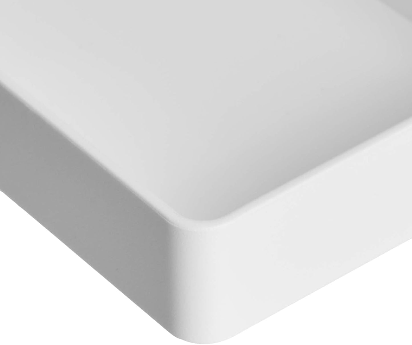Amazon Basics Rectangular Plastic Desk Organizer, Half Accessory Tray, 9.4" x 3.3" x 1", White