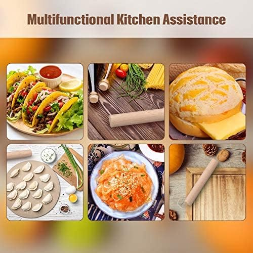 Small Wooden Rolling Pin, Dumpling Dough Roller Wooden Mini Rolling Pins Kitchen Utensil Tool for Fondant, Pasta, Bread, Pastry, Cookies, Pizza, Pie, Cylinder Style, 6.3 Inch (3 Pieces)