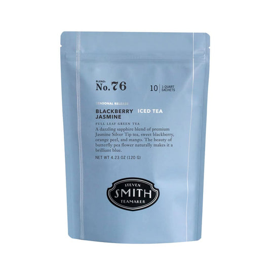 Steven Smith Teamaker Blackberry Jasmine Iced Tea No. 76 Refreshing, Caffeinated, Sustainably Grown Organic Full Leaf Green Iced Tea, 10 Count, 1 Quart Sachets