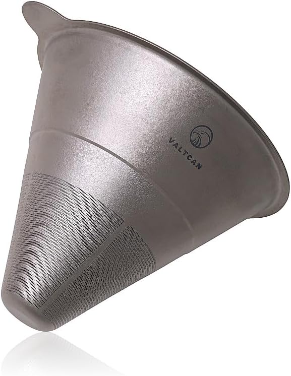 Valtcan Titanium Pour Over Coffee Maker Set – Reusable Metal Filter, Cone Dripper, Mug Stand – Ultralight, Durable, No Plastic, for Camping, Hiking, Home or Office Brewing