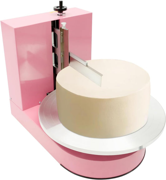 Automatic Cake Decorating Machine, Electronic Cream Coating Spreading Smooth Machine with Graduated Scraper 0-320RPM Rotating Speed,Cake Bread Spreader Machine for 4-16inch Cakes,Pink