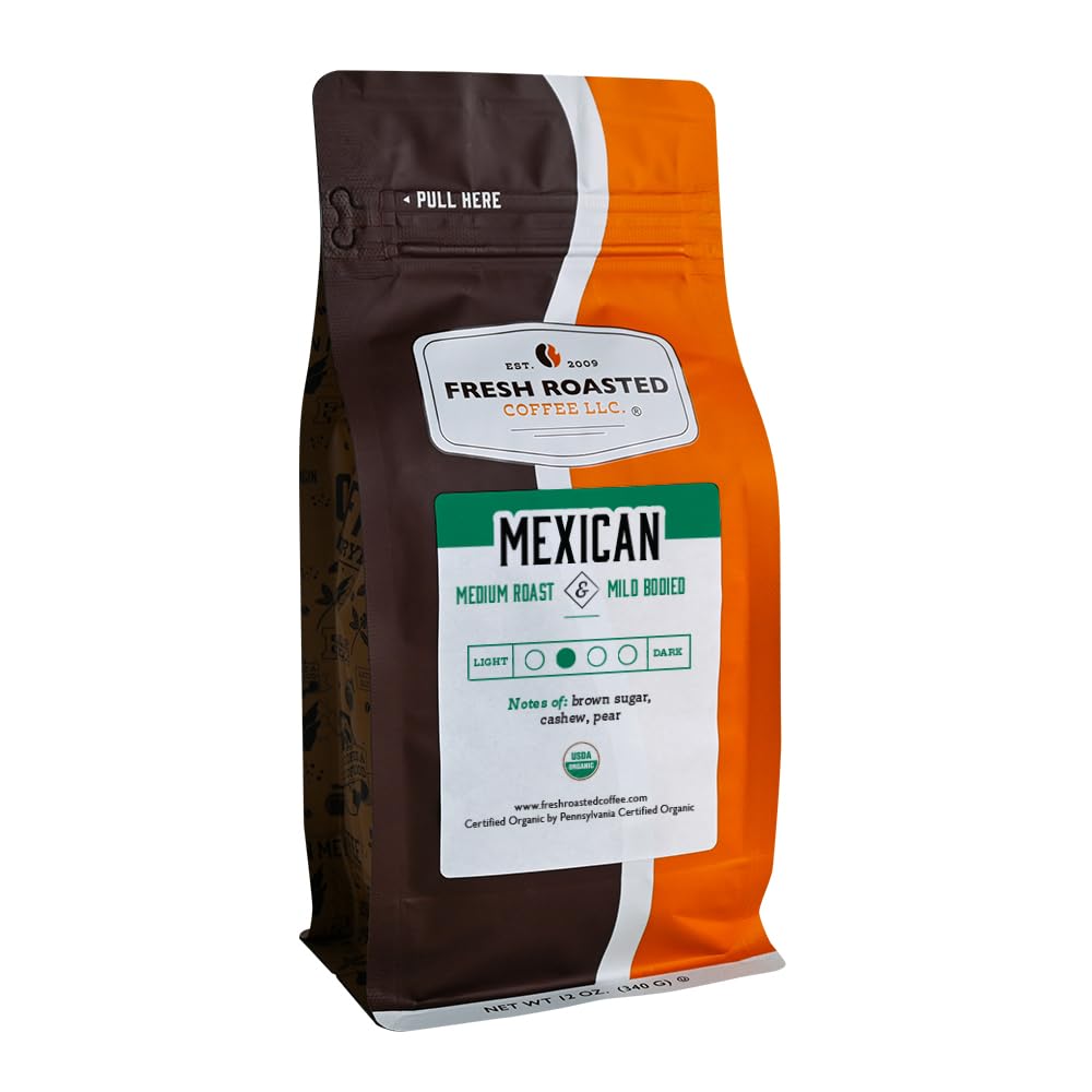 Fresh Roasted Coffee, Organic Mexican | Mold & Myco 3rd Party Tested, USDA Organic, Kosher | Medium Roast 12 oz Ground