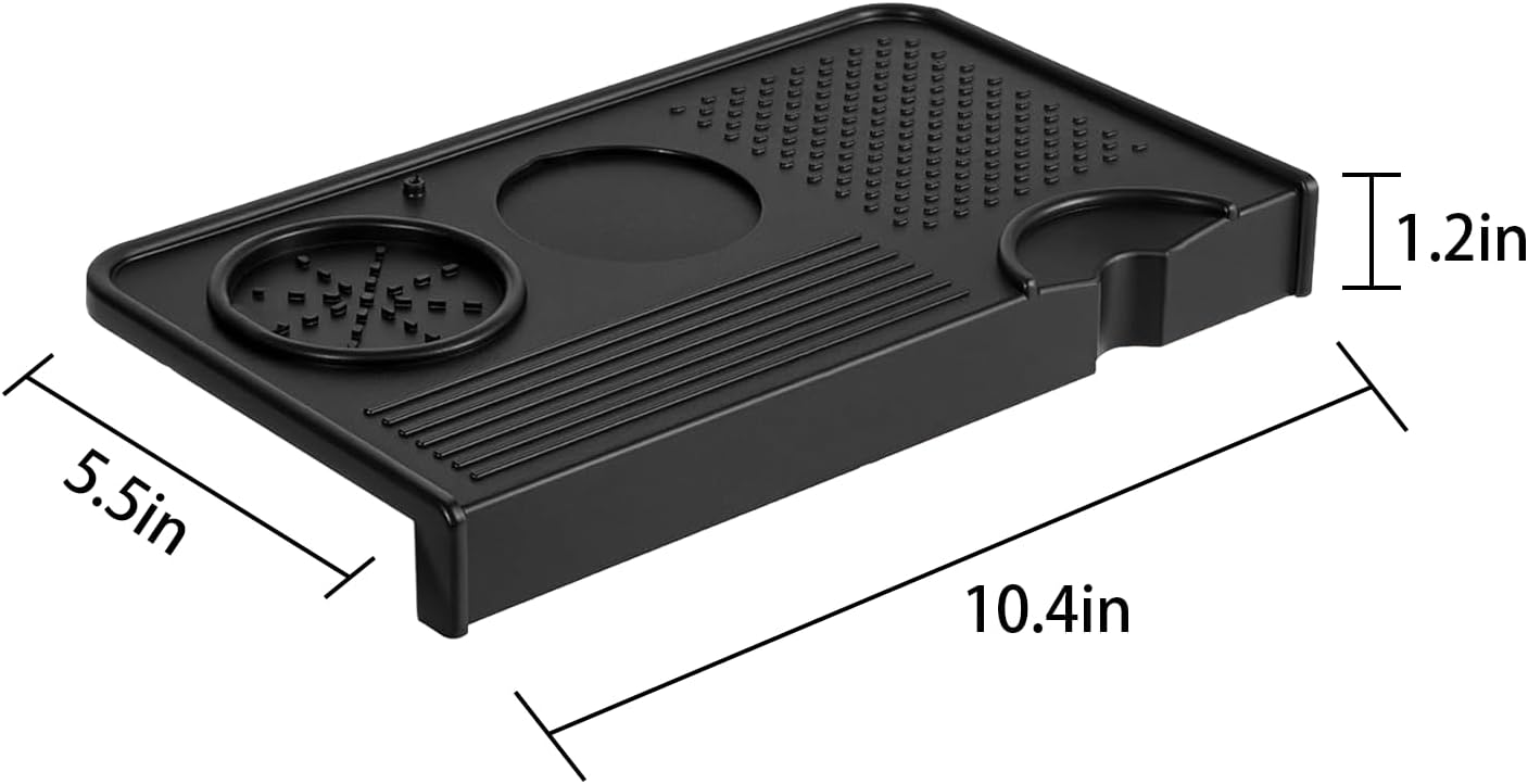 Espresso Tamping Mat,Silicone Tamping Mat,10.4 in. x 5.5 in.Coffee Machine Accessory,Waterproof and Heat Resistant Black