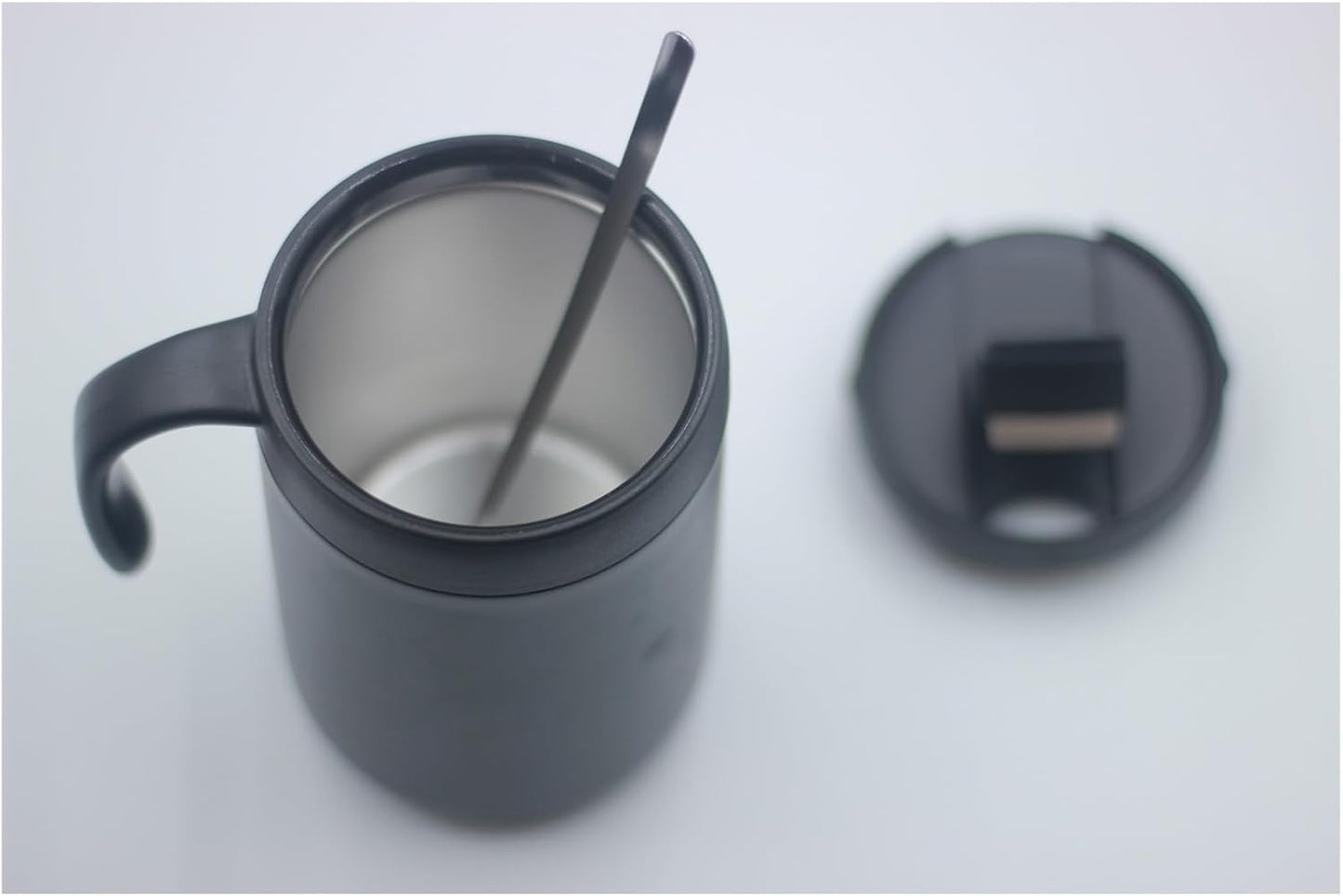 Portable 16oz Pour Over Coffee Maker with Foldable Filter & Stirrer – Insulated Stainless Steel Travel Cup with Lid – No Paper Filter Needed, BPA-Free, Black – For Home, Office, Camping, Backpacking