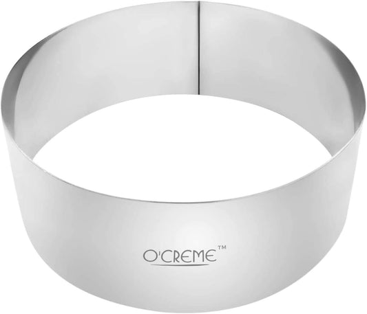O'Creme Cake Ring Sturdy Stainless Steel Round Mousse Cake Ring Mold for Baking, Dessert Cake Decorating Pastry Rings 8 Inch Diameter x 4 Inch High