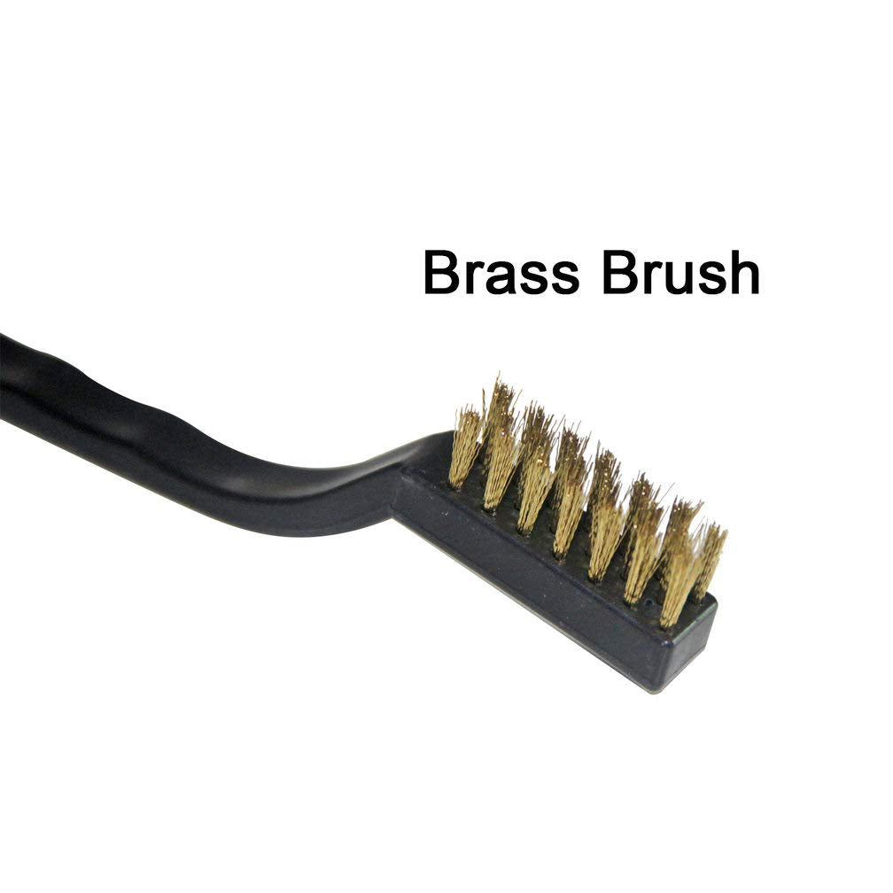 9PCS Mini Brass Brushes Set, Curved Handle Scratch Wire Toothbrush, Cleaning Welding Slag and Rust