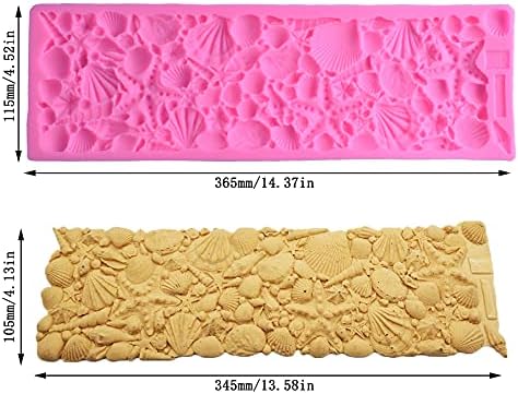 Cestony Sea Theme Shell Conch Fondant Silicone Mold Cake Border Brim Decor Sugarcraft Decorating Moulds for DIY Cake Fondant Biscuit Cookies Sugar Pudding Chocolate Hard Candies Dessert Decor