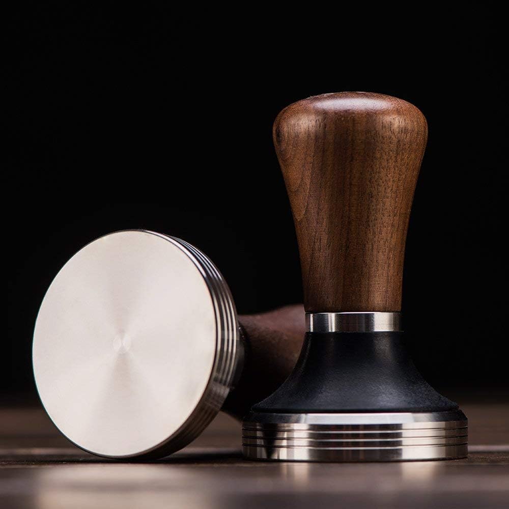 Diguo Elegance Wooden Coffee Tamper. Flat Espresso Tamper for 53mm Portafilter. Stainless Steel Flat with Height Adjustable Wooden Handle. Barista Espresso Tamper (53mm Tamper)