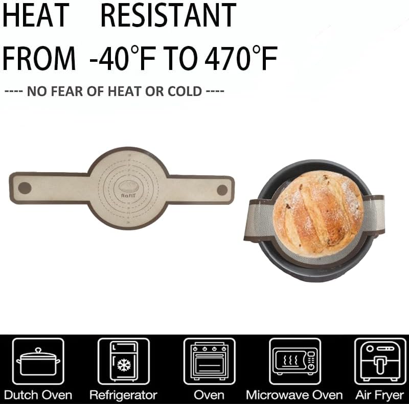 Silicone Bread Sling for Dutch Oven, 2 PC Non-Stick & Easy Clean Reusable Silicone Bread Baking Mat with Long Handles, Easy to Transfer Sourdough Bread + 1 Reusable Bread Bag