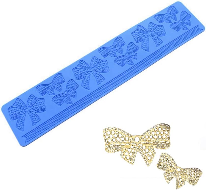 Bow-knot Silicone Fondant Embossing Mat Sugarcraft Bow-knot Lace Pattern Cake Mats Fondant Pastry Embossing Mat Fondant Cake Decorating Mold Sugar Lace Pad Baking Tools