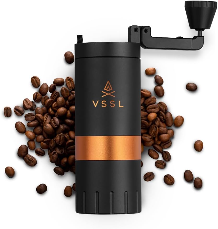 Java G25 Manual Coffee Grinder | Coffee for Camping | Bean Grinder | Travel Pour Over | Stainless Steel Conical Burr | ~ 25 Gram Capacity | Extendable Grind Handle | 50 Grind Settings | Carbon