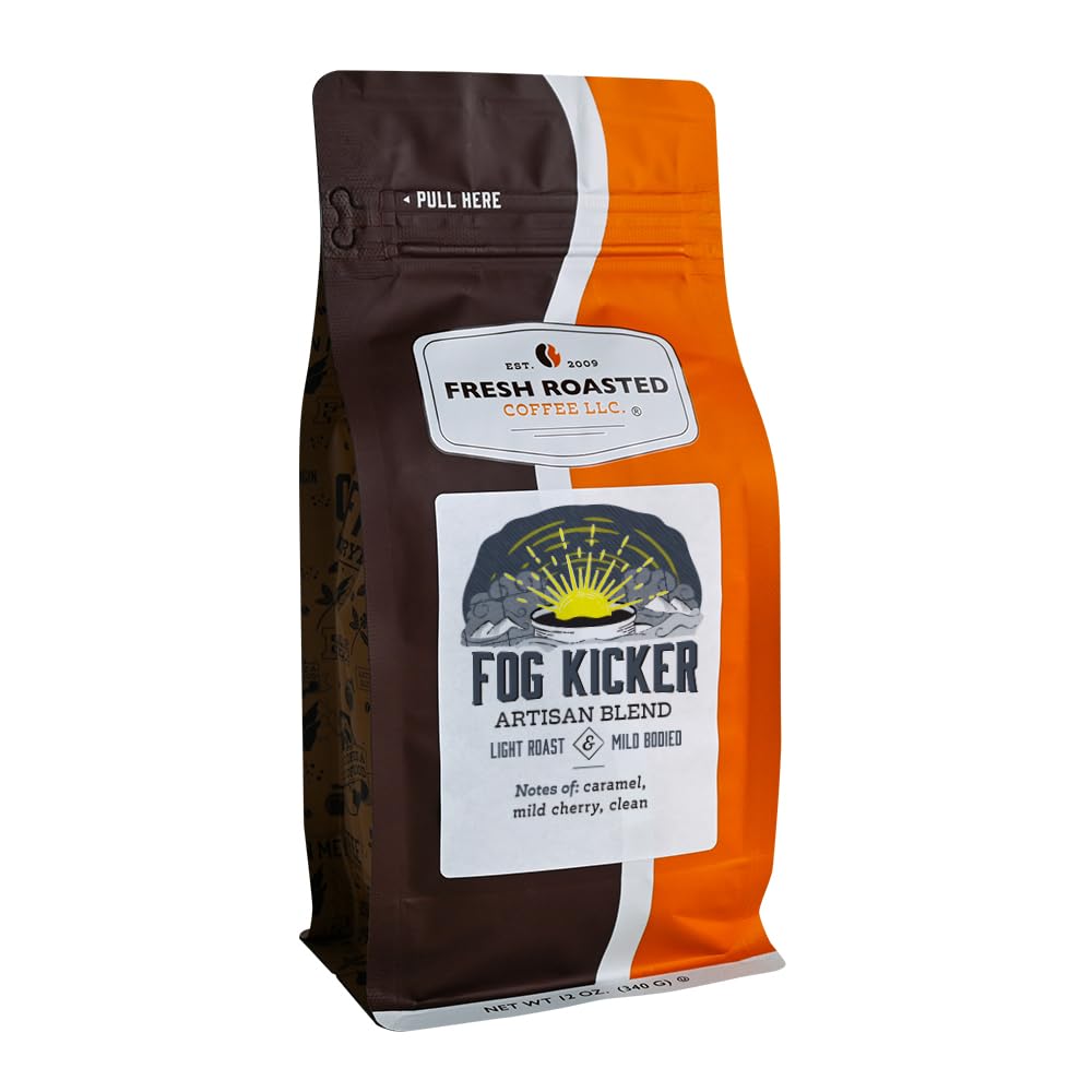 Fresh Roasted Coffee, Fog Kicker, 12 oz, Light Roast, Kosher, Whole Bean