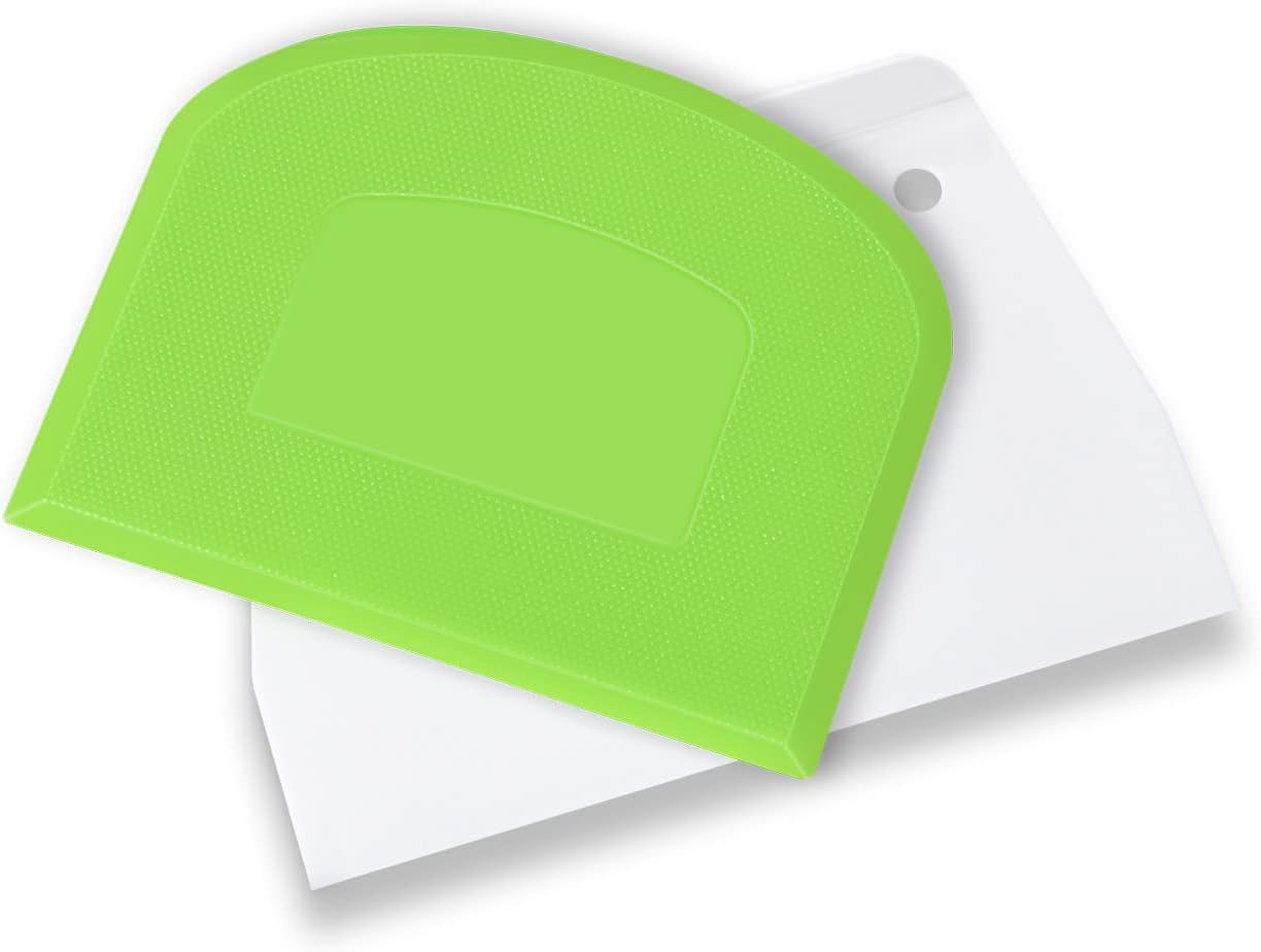 Plastic Cutting Bread Scraper Tool Pastry Knife Dough Knife Bread Bow Knife Bench Knife - 2 Pieces Green and White