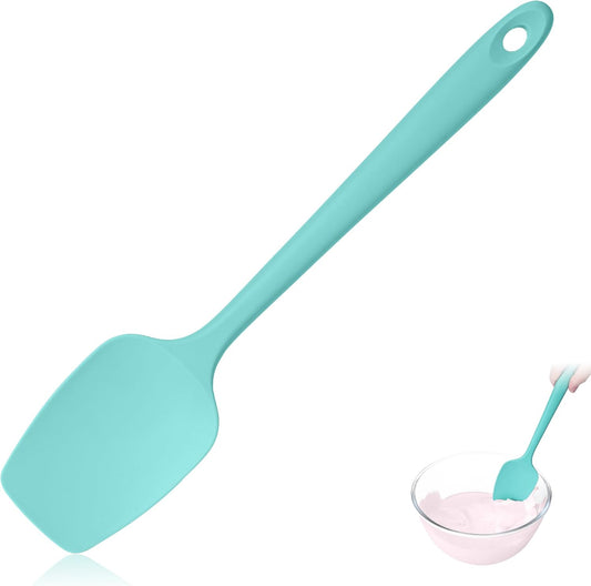 600ºF Heat Resistant Spatula, 11.34 inch High Heat Food Safe Semless Kitchen Silicone Spoon Spoonula Scraper for Cooking Baking Mixing Scraping Stirring Nonstick Cookware Pan Bowl (Aqua Sky)