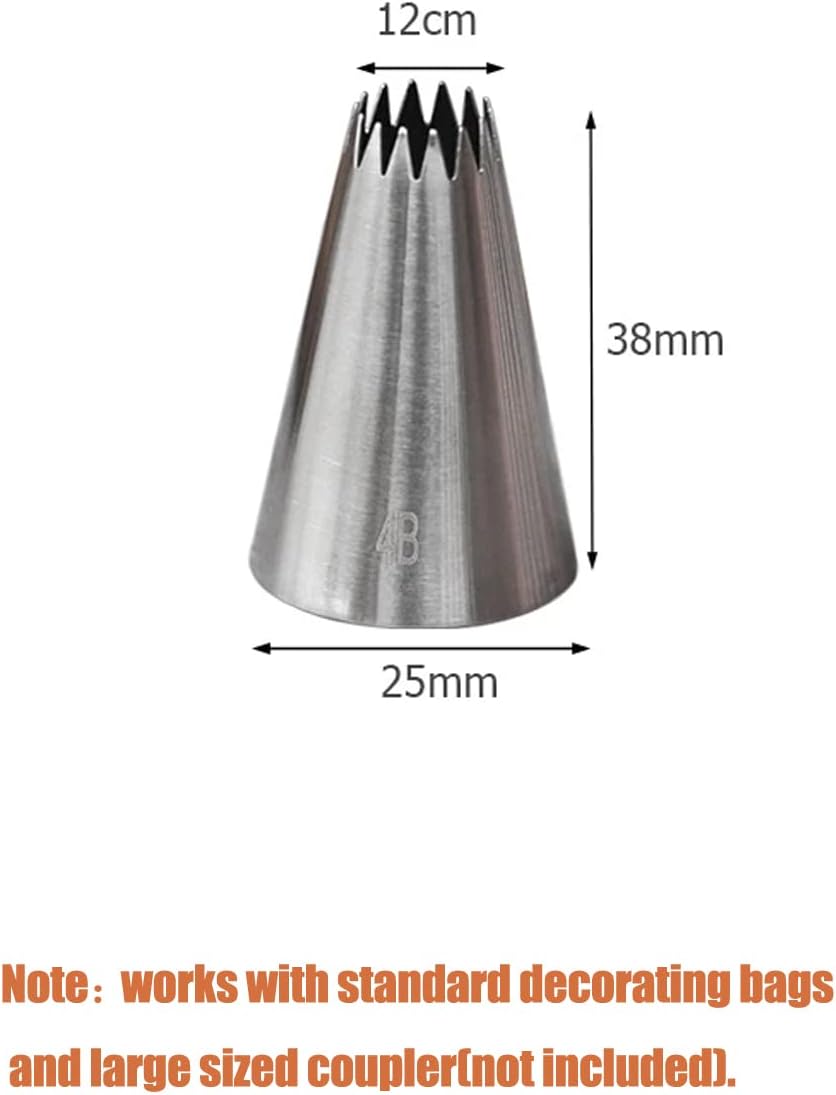 4B Piping Tip,3 Pcs 4B Frosting Tip,Seamless 4B Icing Tip,Open Star Cake Decorating Tip 4B