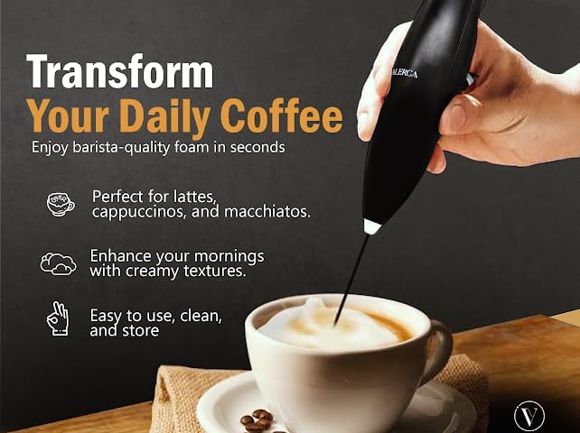 espumador de leche electrico valerca, batidora de mano de leche ultrarrapida, batidora electrica para café, café con leche, capuchino, frappé, matcha y crema para café,
