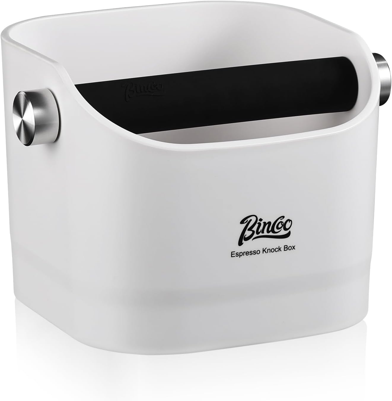 Espresso Knock Box - Bincoo Espresso Machine Knock Box/Espresso Grounds Knock Box, Barista Style Coffee Knock Box for Grounds with Removable Shock-Absorbent Knock Bar and Anti-Slip Base. (White)