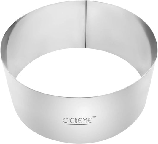 O'Creme Cake Ring Sturdy Stainless Steel Round Mousse Cake Ring Mold for Baking, Dessert Cake Decorating Pastry Rings 6 Inch Diameter x 2-3/4 Inch High