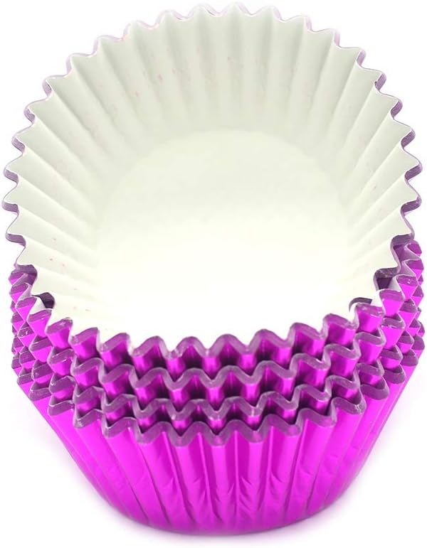 Standard Hot Pink Foil Cupcake Liners Muffin Baking Cups for Party and More, 100-Count