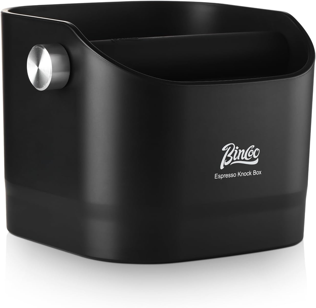 Espresso Knock Box - Bincoo Black Espresso Machine Knock Box/Espresso Grounds Knock Box, Barista Style Coffee Knock Box for Grounds with Removable Shock-Absorbent Knock Bar and Anti-Slip Base. (Black)