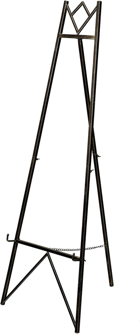 58 Inch Iron Adjustable Arts & Crafts Easels,Metal Easel Stand with Chain Support for Mirror,Floor Easels for Display Wedding Sign(Bronze)