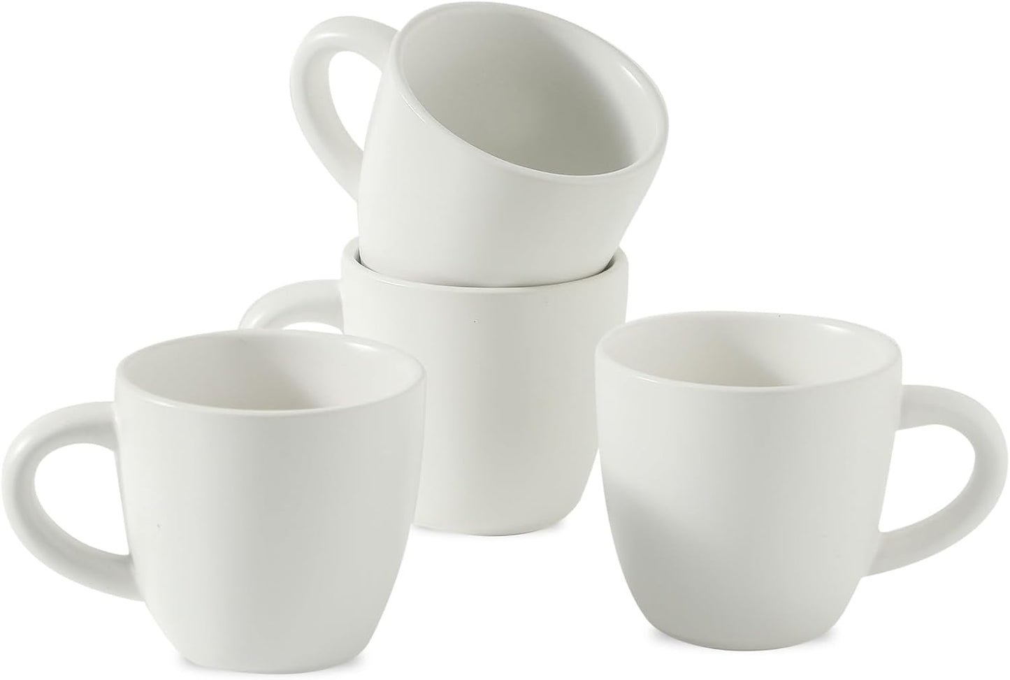 Hasense 7 Ounce Cappuccino Cups Set of 4 Perfect for Latte, Americano, Cafe Mocha and Tea, Ceramic Coffee Cups Ideal for Party Cafe Home and Kitchen, Microwave and Dishwasher safe, White
