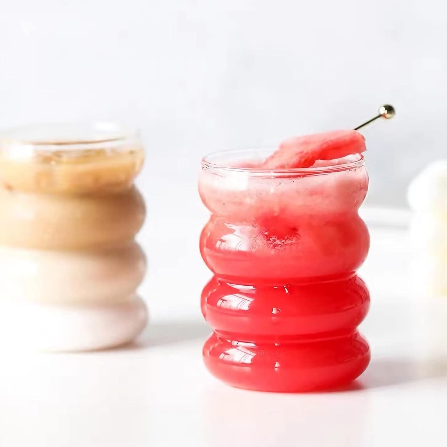 2 Pcs Drinking Glasses with Bamboo Lids and Glass Straw 14oz Glassware Set,Cocktail Glasses,Iced Coffee Glasses,Beer Glasses,Ideal for Water,Soda,Tea,Gift - with Cleaning Brushe