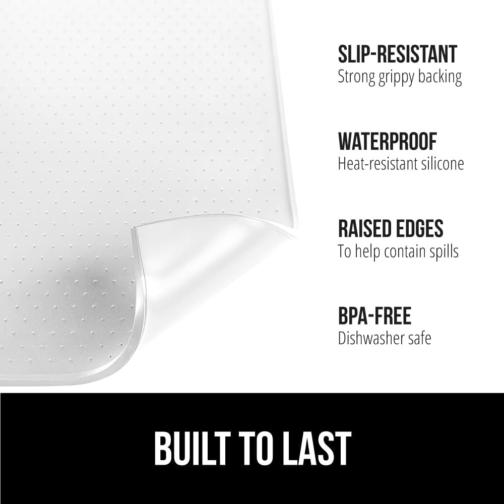 GORILLA GRIP Silicone Coffee Mat, 15x23, Espresso Drink Bar Station Accessories, Use Under Machine, Waterproof Heat Resistant Multi-Use Dish Drying Mats, Stays in Place, Kitchen Home Decor, White