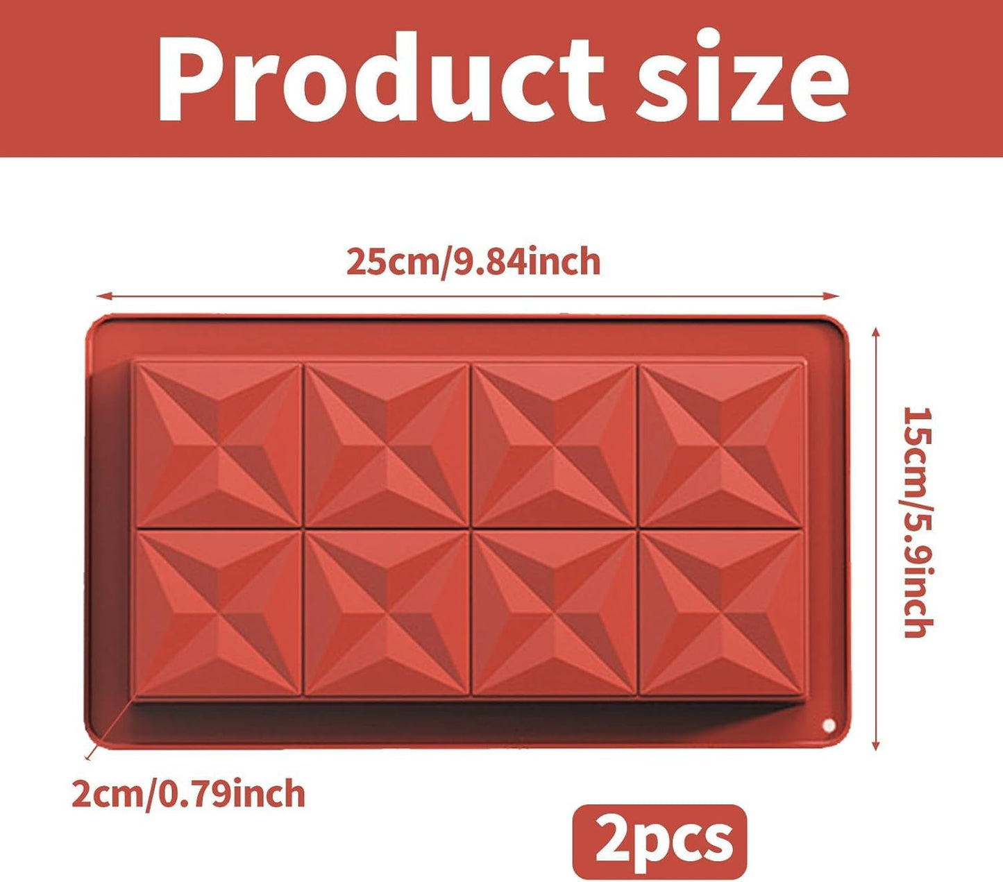 Dubai Chocolate Bar Molds 2 Pack,1.25 Inch Deep Large and Thick Silicone Chocolate Bar Molds for Stuffed Bar,Big Chocolate Candy Bar Mold for Filling Knafeh Pistachio Chocolate Bar Kit