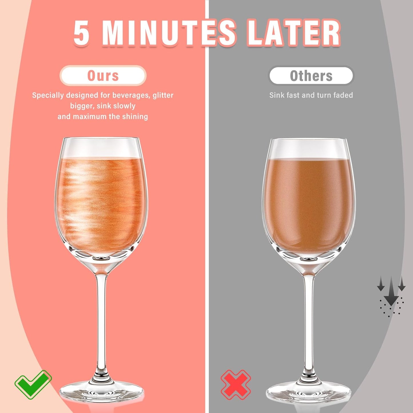 Cherrysea Edible Glitter for Drinks Cocktails Food Grade Edible Drink Shimmer Powder for DIY Champagne Beverages Wine 2 Colors Vegan Edible Luster Dust Set 4g/Bottle Gluten Free - Orange+Red