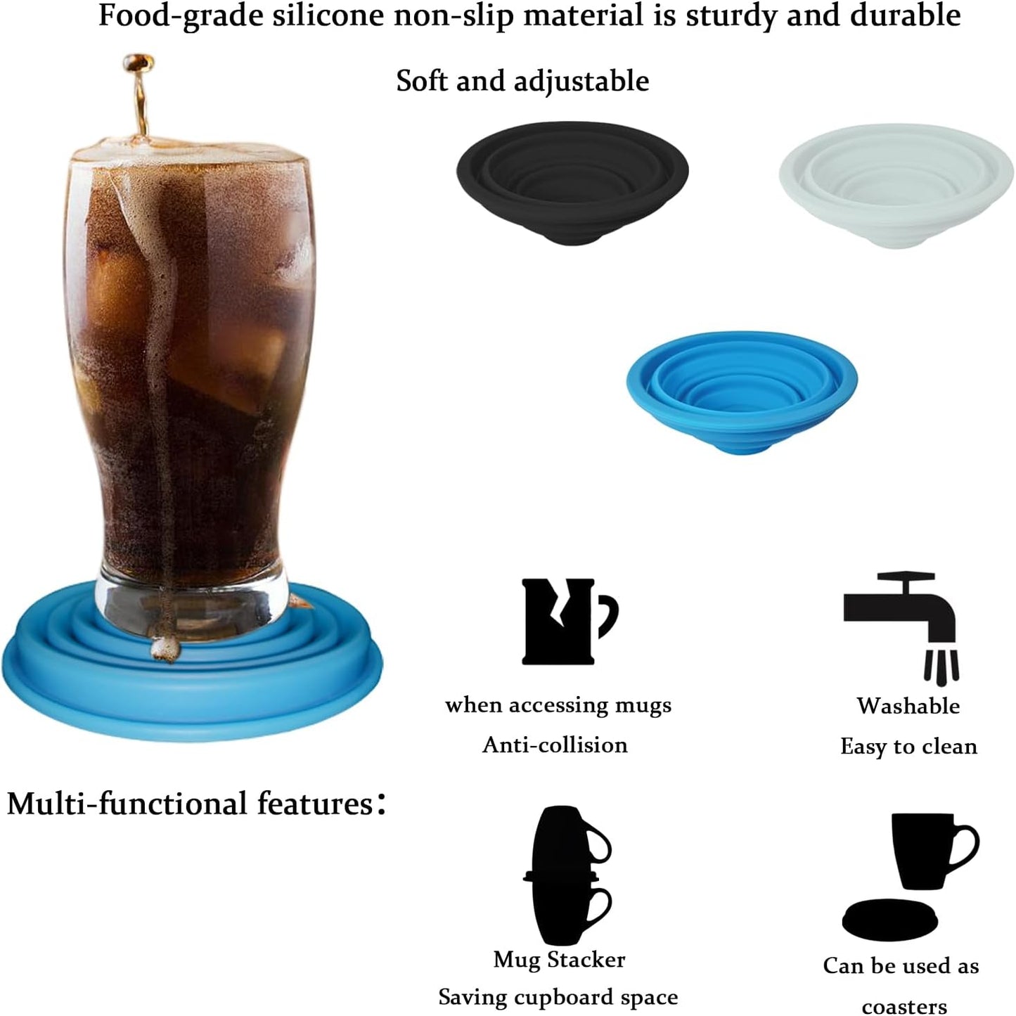 Coffee Mug Organizers and Storage (6Pack), Adjustable Mug Organizer for Kitchen Cabinet Shelf, Cup Stacker Holder for Tea Cup, Coffee mug, Glassware, Save Space for Cupboard