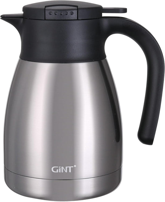 GiNT 34Oz Thermal Coffee Carafe, Insulated Stainless Steel Coffee Carafes for Keeping Hot/Double Walled Vacuum Coffee Carafe (Silver, 1L)