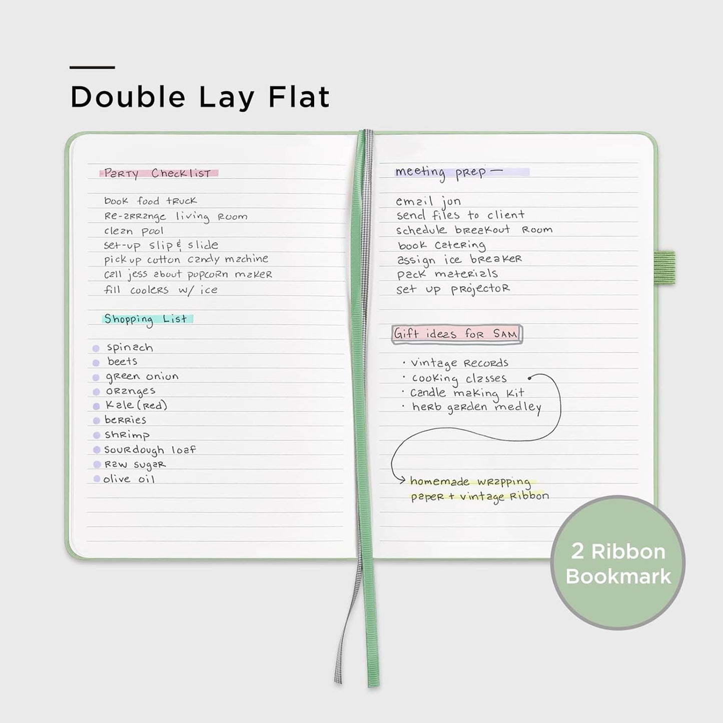 &And Per Se Lined Journal Notebook (5 Packs), 160 Pages, A5 5.7 x 8 inches College Ruled Thick Paper Notebook Journals for Writing, Hardcover Notebooks for Women Men Office School (Light Green)