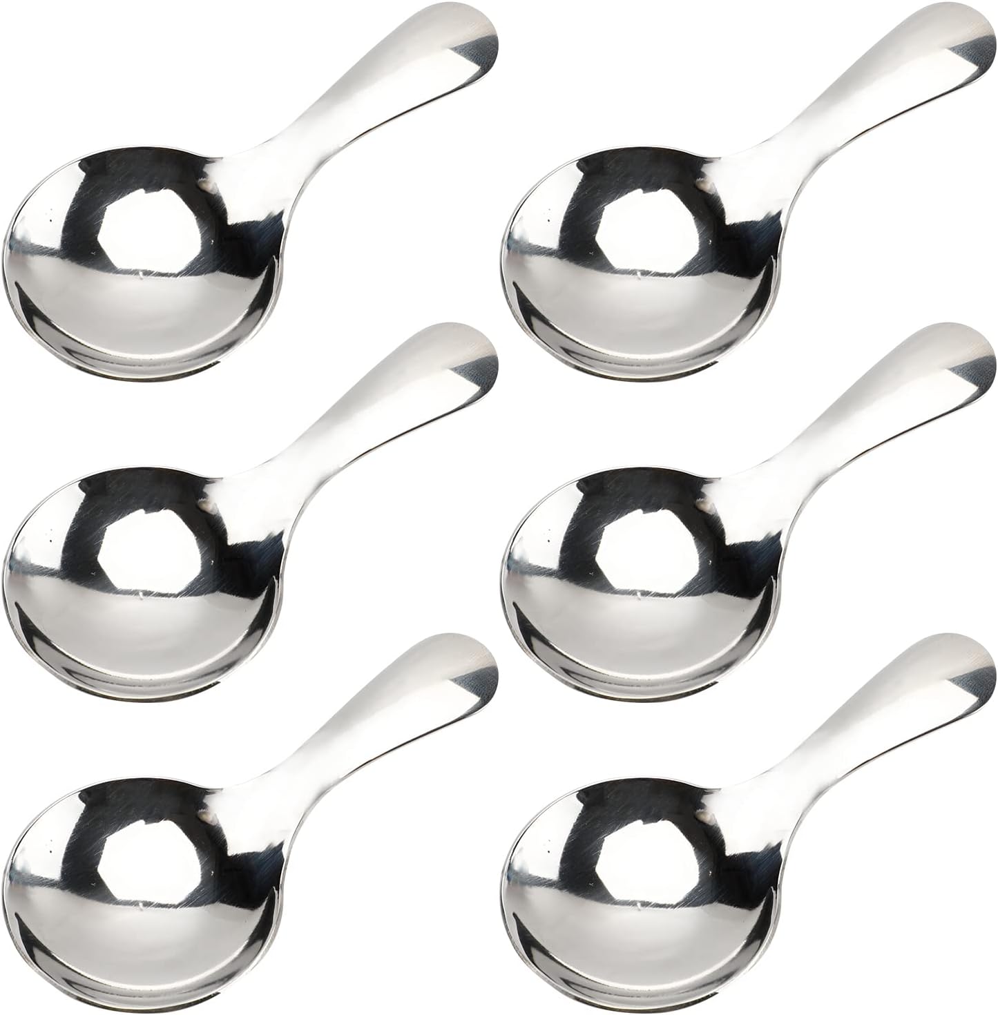 6-Piece Small Stainless Steel Spice Spoons - Canister Scoops for Condiments, Honey, Coffee, Tea, Salt, Jam, Mustard & Ice Cream
