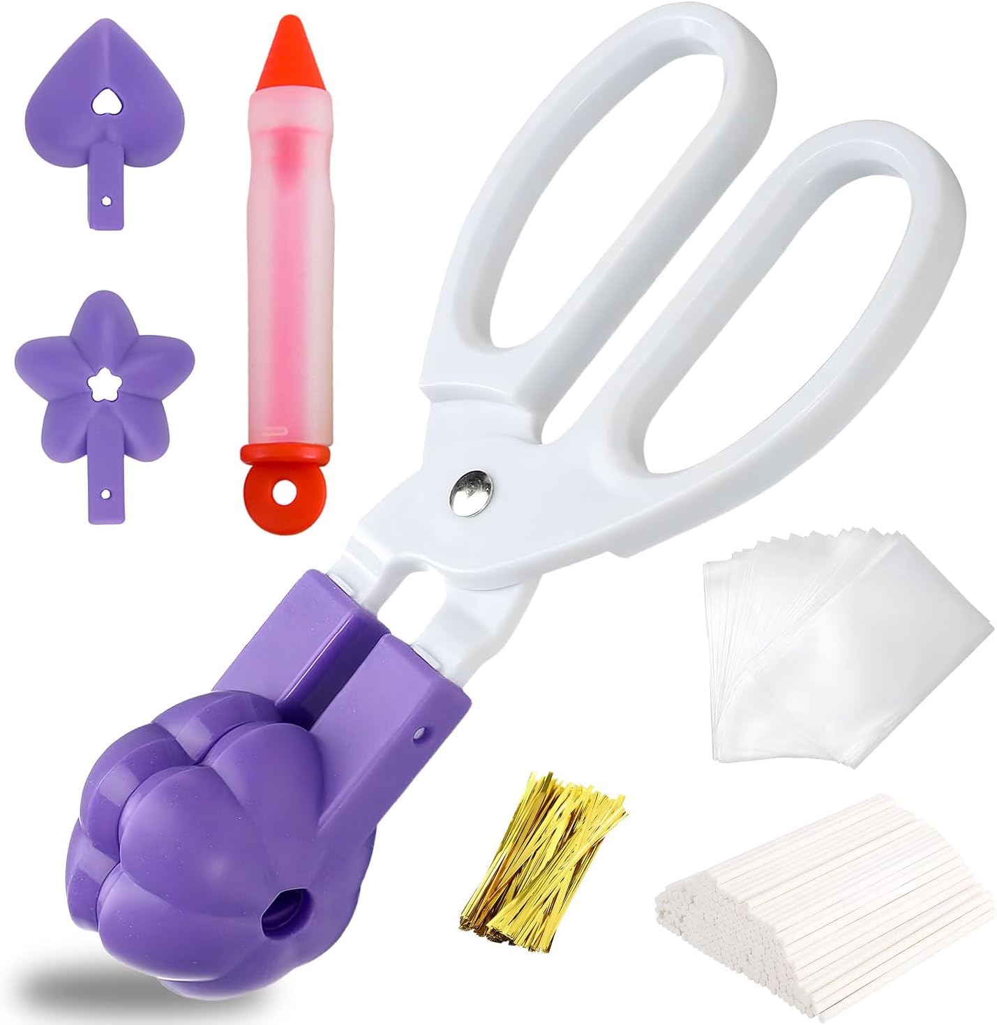 Cake Pop Mold Set - 3 in 1 Detachable Lollipop Cakepop Molds Include 100 Cake Pop Bags Sticks Twist Ties and 1 Decorating Pen for Lollipop Candies Chocolates Baking Supplies