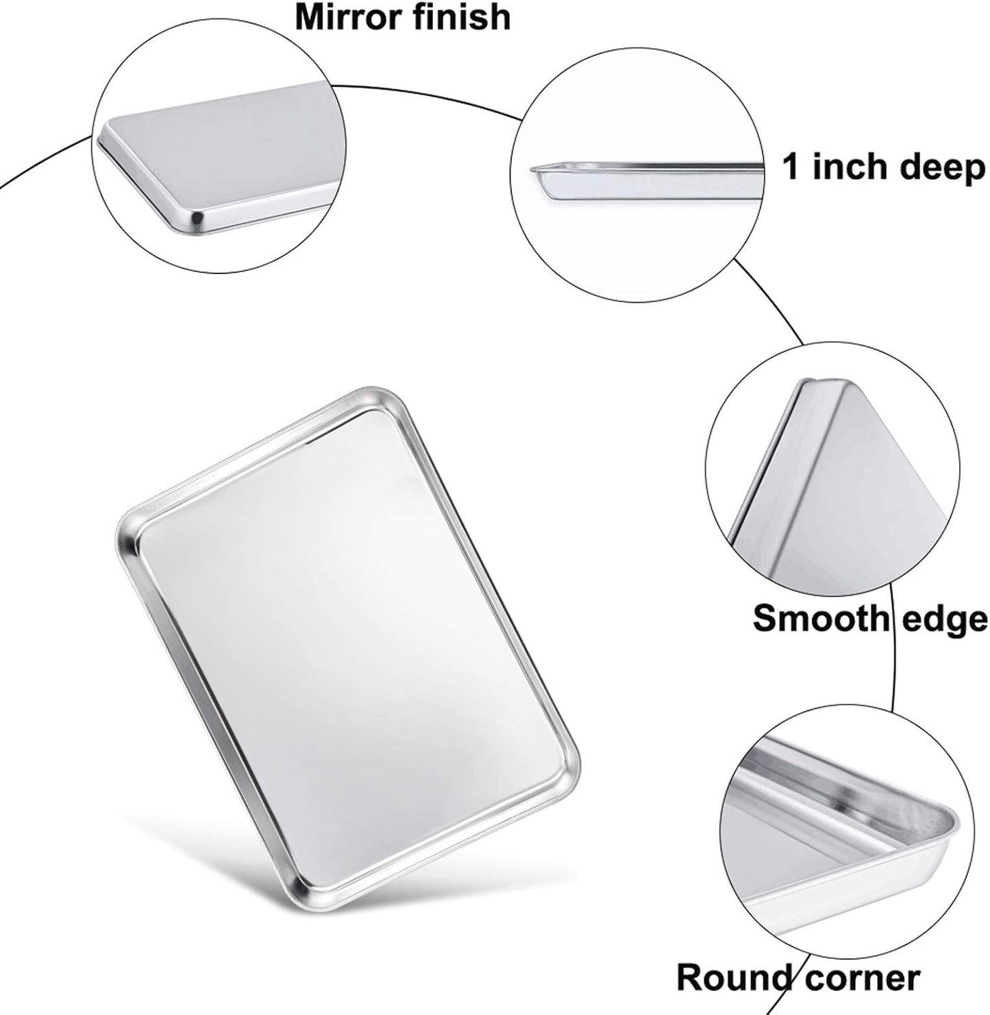 TeamFar Baking Tray and Rack Set, Stainless Steel Baking Pan Cookie Sheet with Cooling Rack, 12.5 x 10 x 1 inch, Non Toxic & Healthy, Easy Clean & Dishwasher Safe