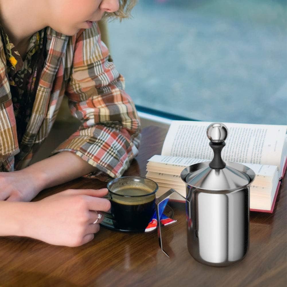 HAPTIME Manual Milk Frother Pitcher with Double Mesh Screen, Hand Frother with Pump for Cappuccino, Latte, and Coffee Foam,17-Ounce Capacity (500ml)