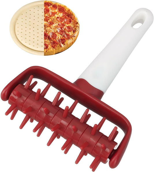 Pizza Dough Docker Roller Plastic Pizza Pin Puncher Dough Hole Maker Docking Tool Pizza Making Accessories for Cookie Pie Pastry Bread(Red)