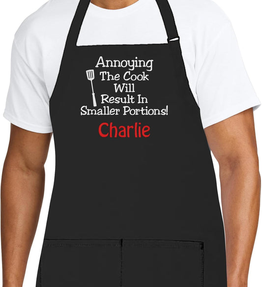Personalized Chef Apron for Men, Custom Embroidered Design, Professional Kitchen Cooking BBQ Grilling for Dad, Decorated in USA