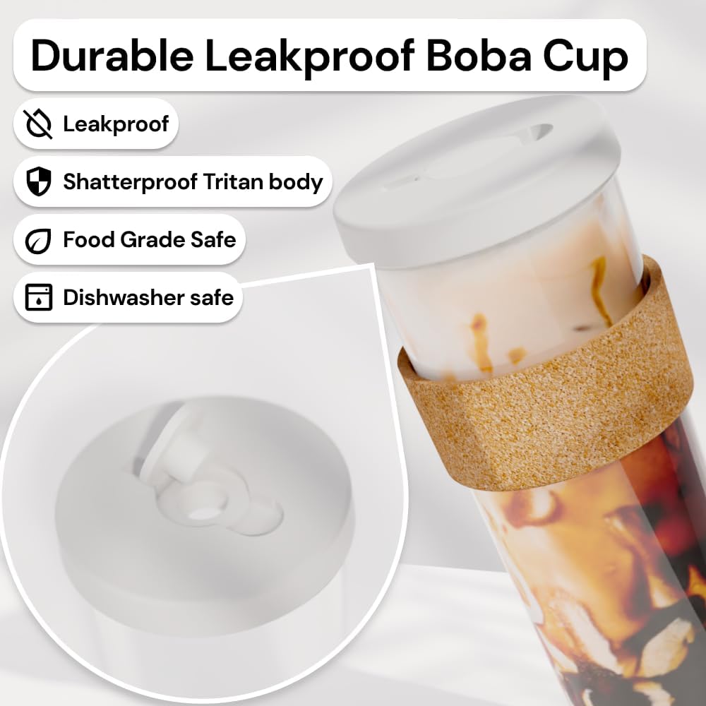 Dodoko Reusable 24 oz Boba Cup and Straw - White