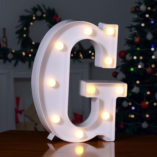 Foaky LED Letter Lights Sign Marquee Light Up Letters Sign for Night Light Wedding/Birthday Party Battery Powered Christmas Lamp Home Bar Decoration(G)
