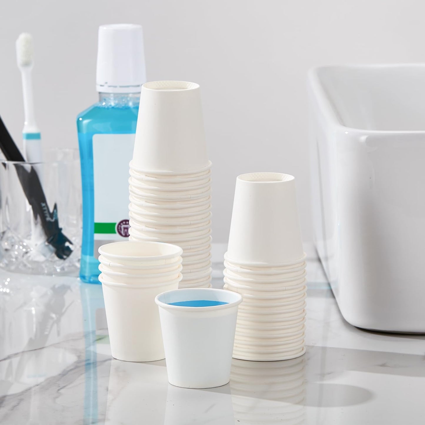 600 Pack 3 oz Paper Cups, Disposable Bathroom Cups, Small Mouthwash Cups, White Paper Cups, Hot/Cold Beverage Drinking Cup for Bathroom, Home, Party, Office, Picnic, Travel and Events