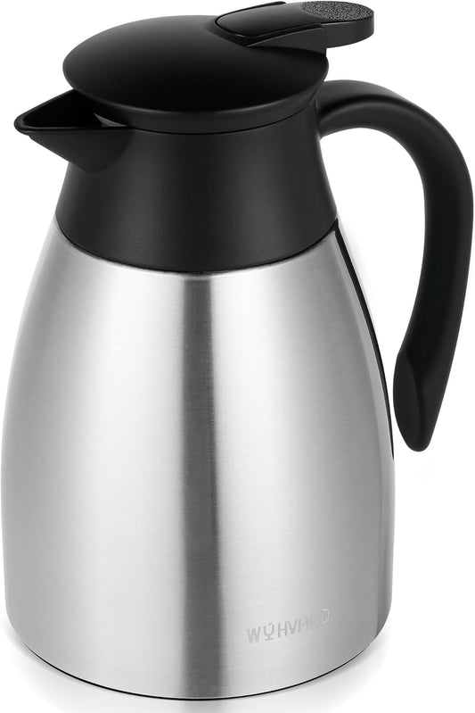 34 Oz Thermal Coffee Carafe, Stainless Steel Insulated Vacuum coffee crafts to keep coffee hot, 1 Liter Tea Water Coffee and Beverage Dispenser (Silver)